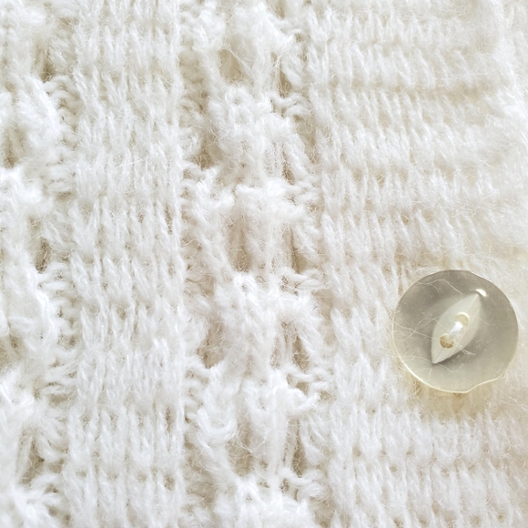 Vintage Knitted Button Up Sweater Poncho in Winter White - Picture 4 of 7